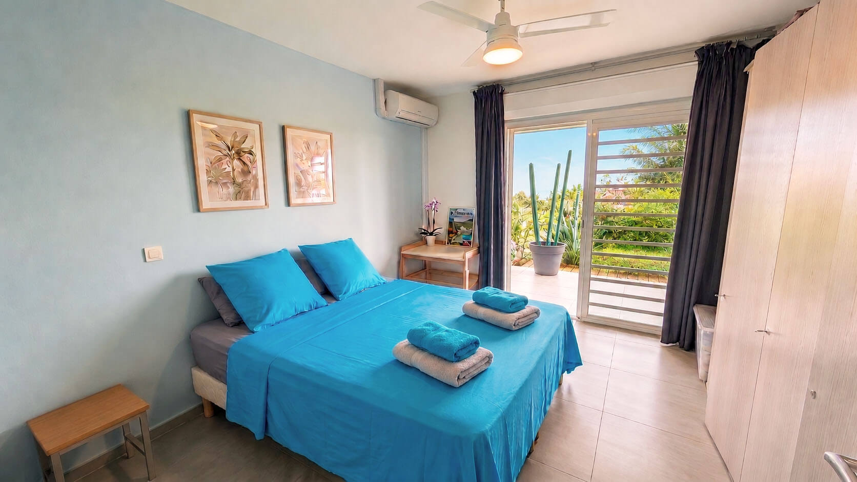 Chambre double climatisée de la Villa Corail à Sainte-Luce en Martinique